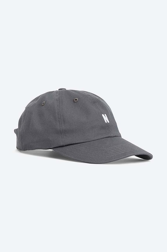 Bavlněná baseballová čepice Norse Projects nášivka šedá N80.0001.1072