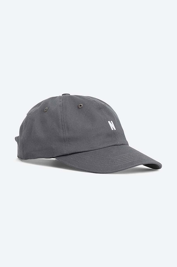 Bavlněná baseballová čepice Norse Projects nášivka šedá N80.0001.1072