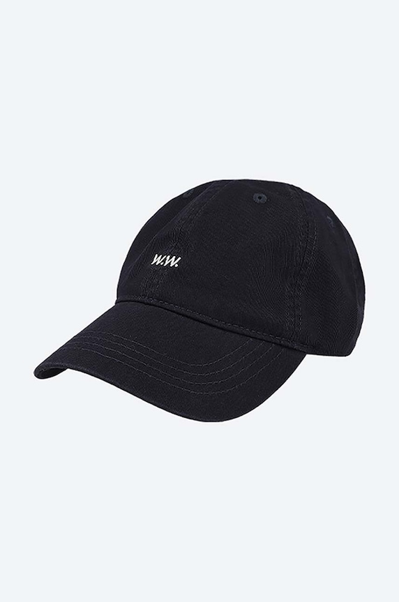 Bavlněná baseballová čepice Wood Wood Low Profile Twill Cap hladký námořnická modř 12110804.7083