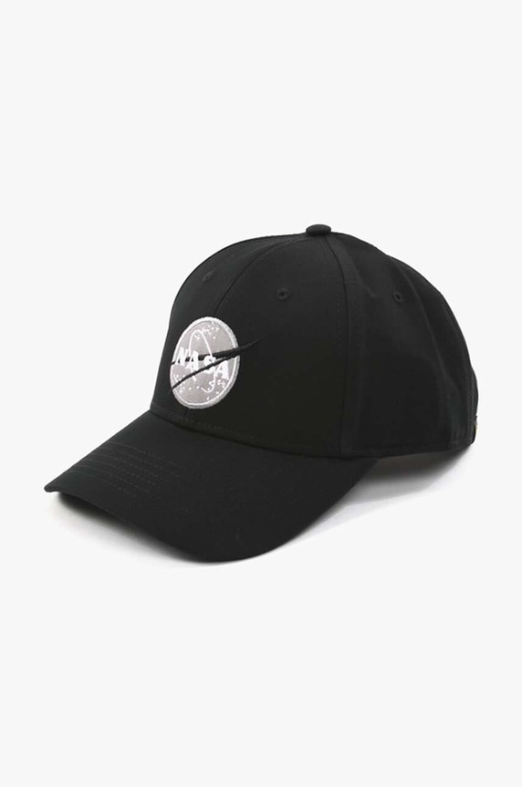 Pamučna kapa sa šiltom Alpha Industries Nasa Cap natpis crna 186903.03