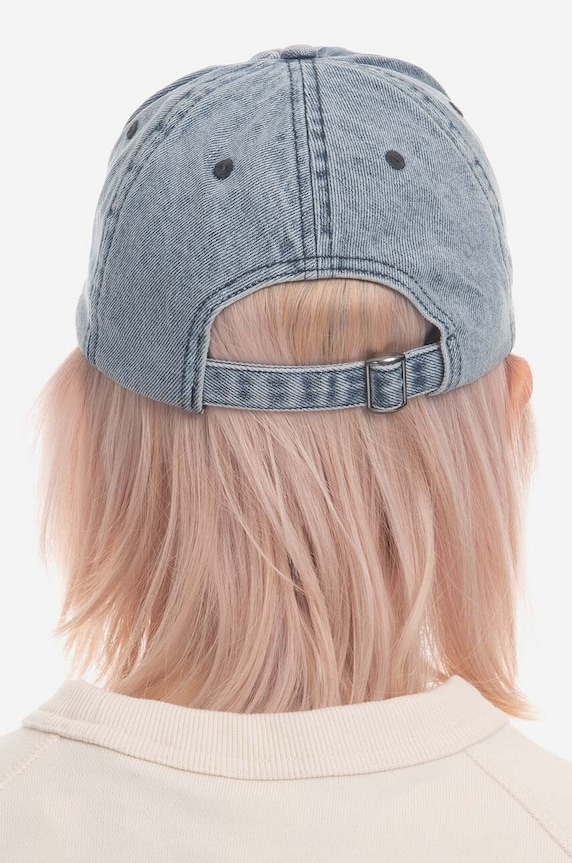 Guess berretto da baseball in cotone Washed Denim Dad blu M3GZ17.D50J0