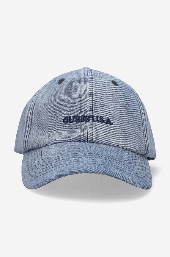 Guess berretto da baseball in cotone Washed Denim Dad M3GZ17.D50J0