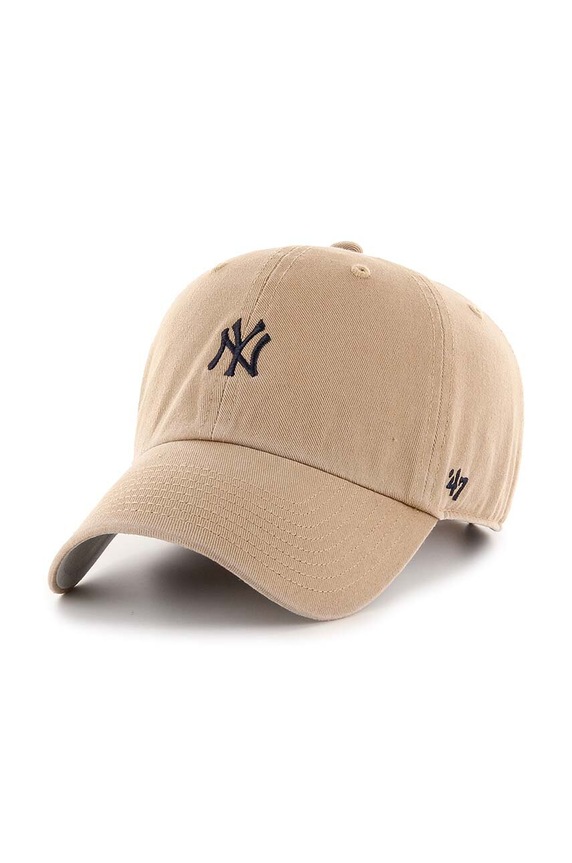 Bavlněná baseballová čepice 47brand MLB New York Yankees bavlna béžová B.BSRNR17GWS.KHC