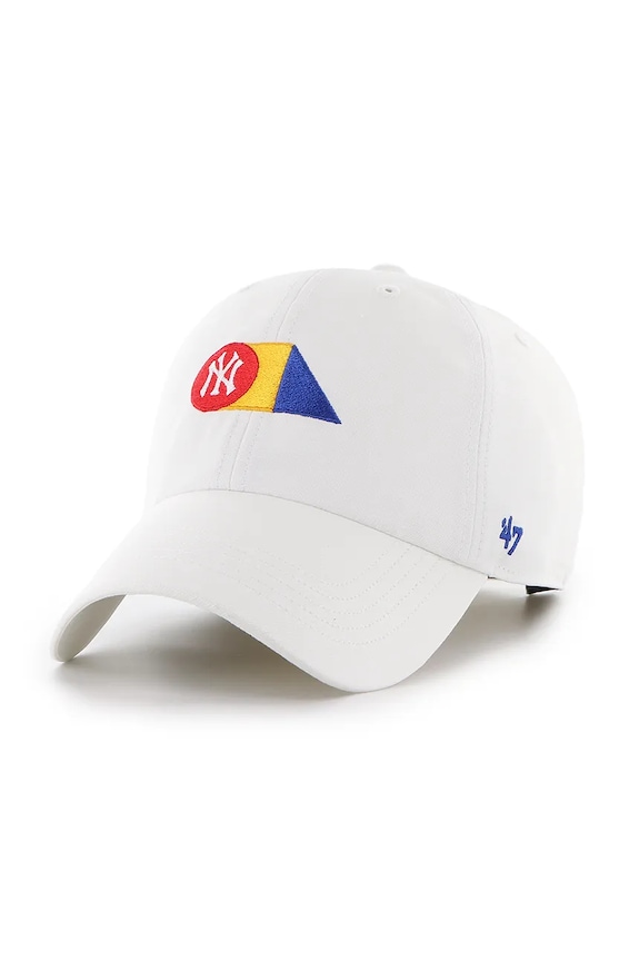 Βαμβακερό καπέλο του μπέιζμπολ 47 brand MLB New York Yankees απλικέ λευκό B.PRPCU17GWS.WH