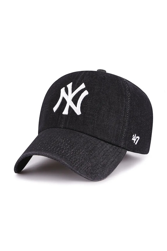 47 brand czapka z daszkiem bawełniana MLB New York Yankees aplikacja czarny B.LENON17DGS.BK