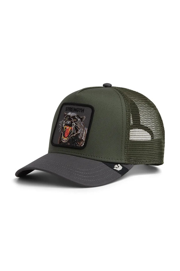 Goorin Bros siltes sapka Strength Panther Trucker aplikációval zöld 101.3009