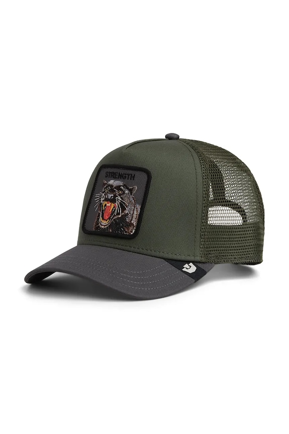 Goorin Bros siltes sapka Strength Panther Trucker aplikációval zöld 101.3009