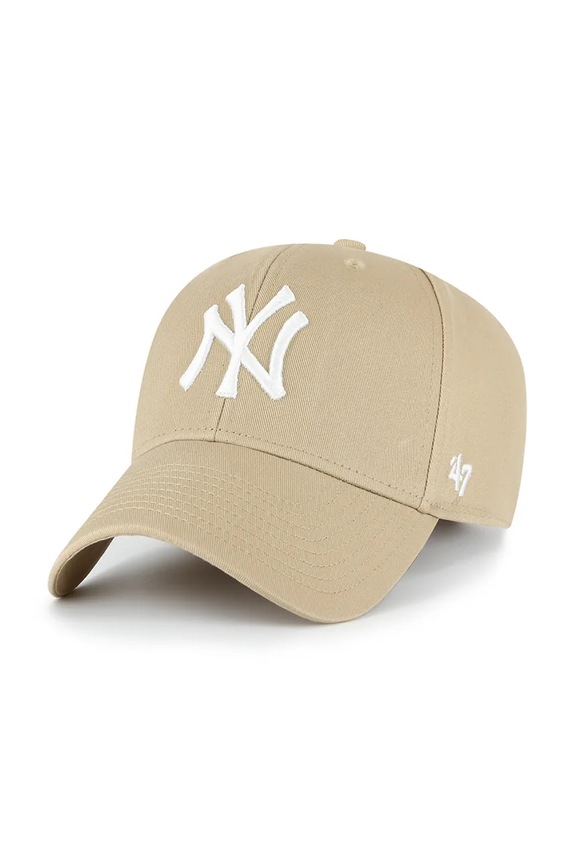 Βαμβακερό καπέλο του μπέιζμπολ 47 brand MLB New York Yankees απλικέ καφέ B.GWMVP17GWS.KHE