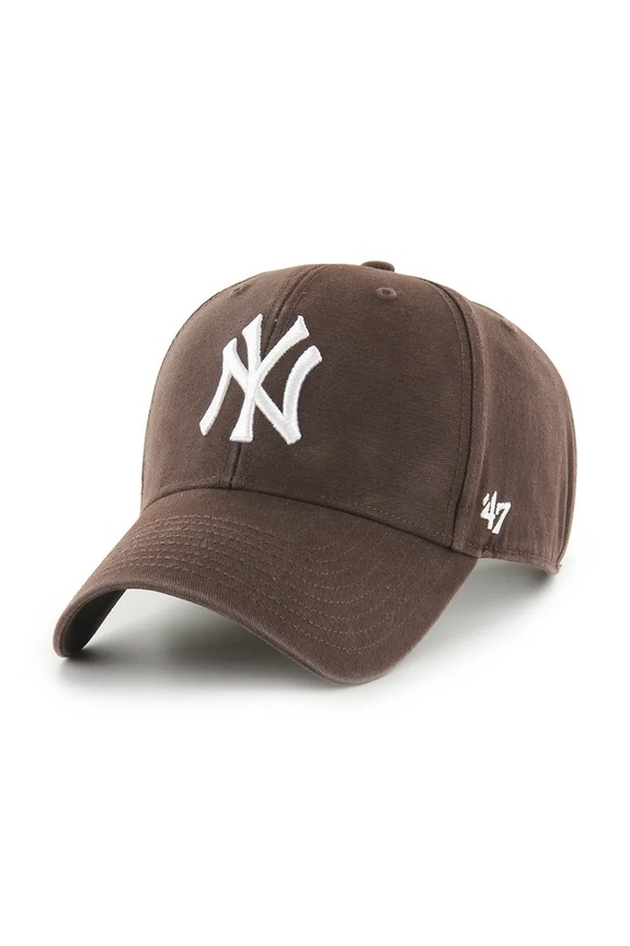 Βαμβακερό καπέλο του μπέιζμπολ 47 brand MLB New York Yankees απλικέ καφέ B.GWMVP17GWS.BWB