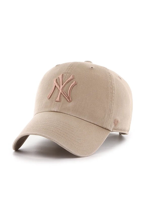 Pamučna kapa sa šiltom 47 brand MLB New York Yankees natpis smeđa B.NLRGW17GWS.V1