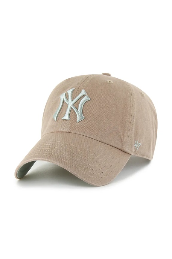 Βαμβακερό καπέλο του μπέιζμπολ 47 brand MLB New York Yankees απλικέ καφέ B.BLPRK17GWS.V1