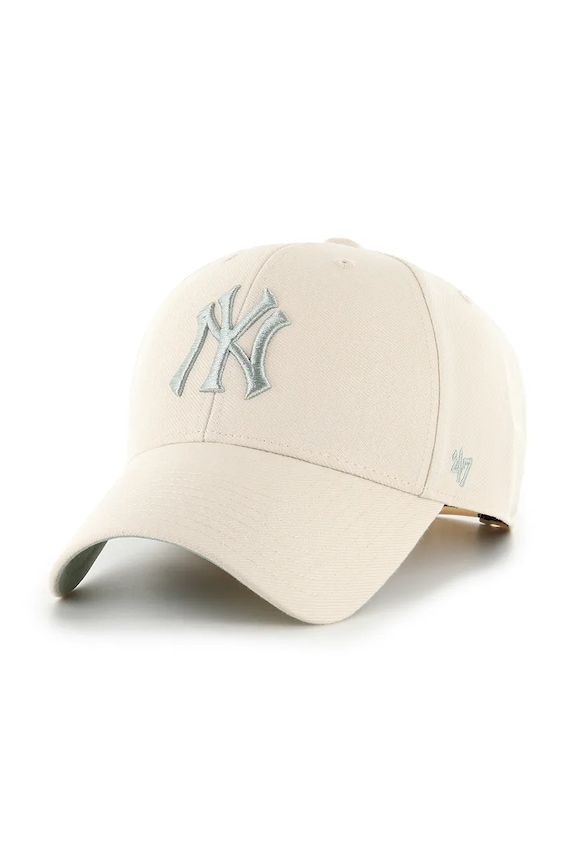 Pamučna kapa sa šiltom 47 brand MLB New York Yankees natpis bež B.BLPMS17WBP.NTD