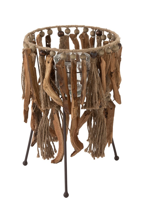 J-Line dekoratív gyertyatartó barna 95921