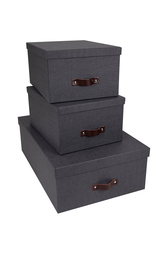 Bigso Box of Sweden set de cutii de depozitare Inge (3-pack) 8113C6849LEA648 negru AA00
