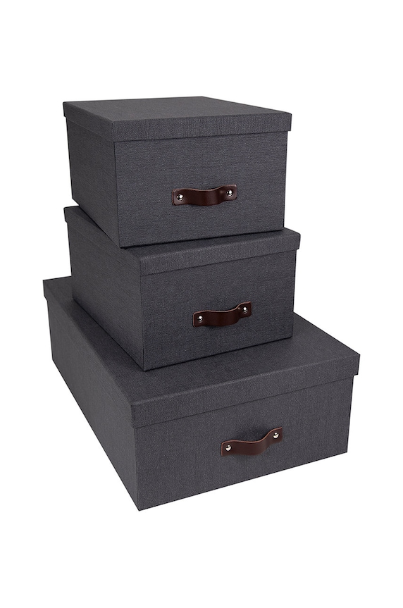 Bigso Box of Sweden set de cutii de depozitare Inge (3-pack) 8113C6849LEA648 negru AA00