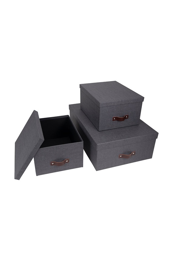 Living și dormitor Bigso Box of Sweden set de cutii de depozitare Inge (3-pack) 8113C6849LEA648 negru