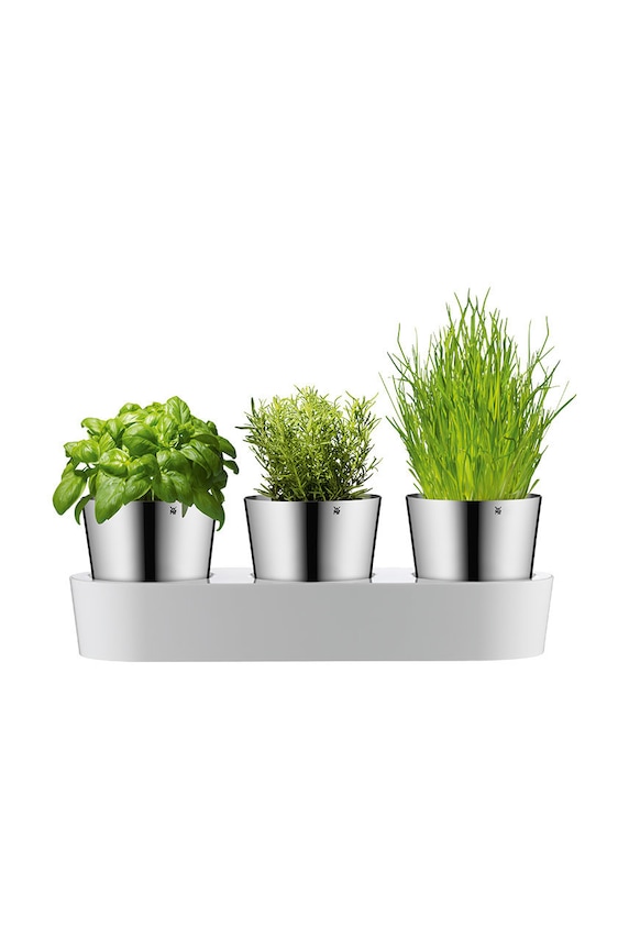 WMF sada květináčů na bylinky s podšálkem Gourmet (3-pack) 641306040 šedá AA00