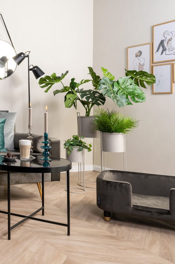 Komplet cvetličnih lončkov s stojalom Present Time 3-pack PT3698GY