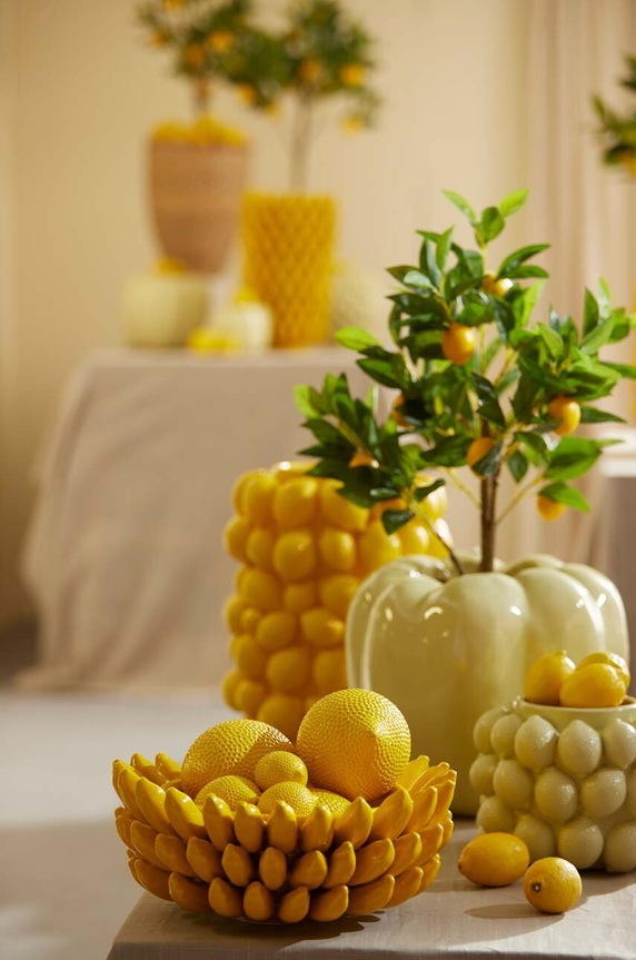 Salotto e camera Light & Living vaso decorativo Lemon 5845162 giallo