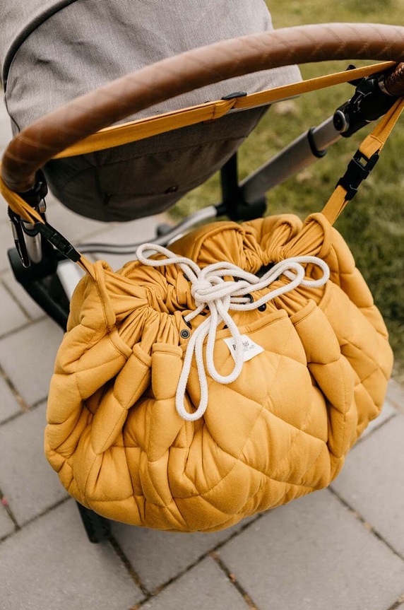 Play & Go játszószőnyeg és tároló táska 2w1 Soft Organic p.g.org.mustardchai