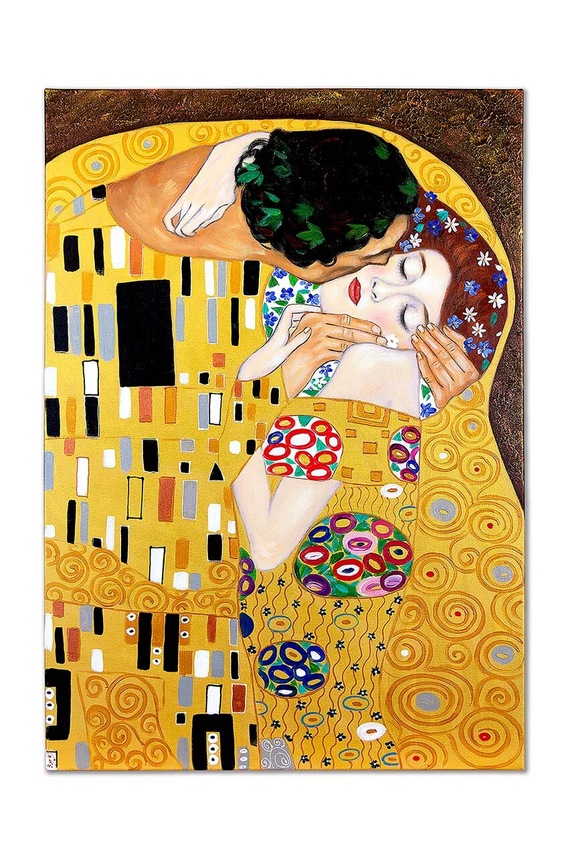 Reprodukcja namalowana olejem Gustav Klimt, Pocałunek 50 x 70 cm multicolor 165558