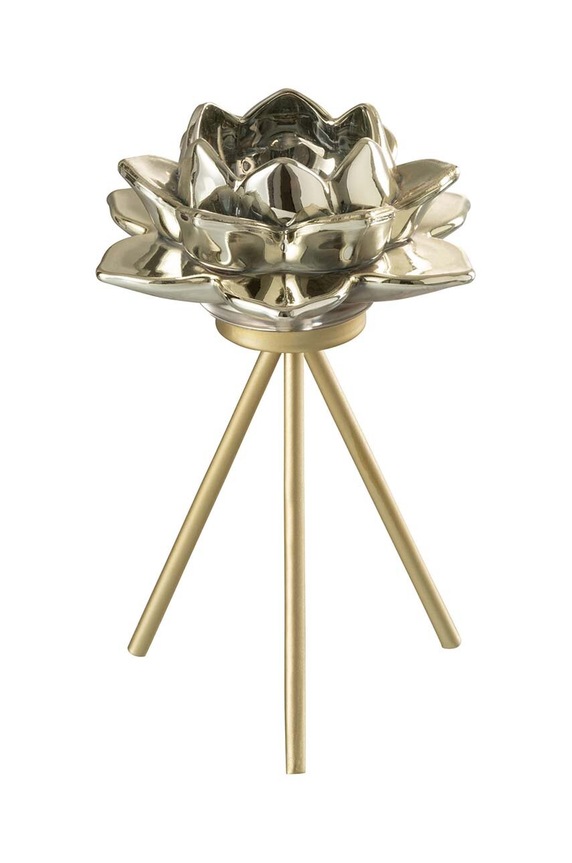 J-Line sfesnic decorativ Flower Glass galben 28909