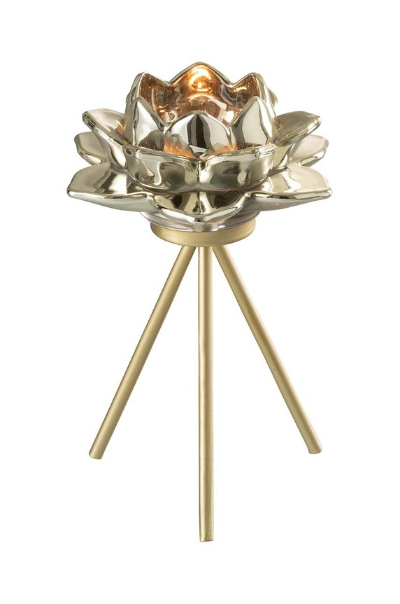 J-Line sfesnic decorativ Flower Glass 28909 galben AA00
