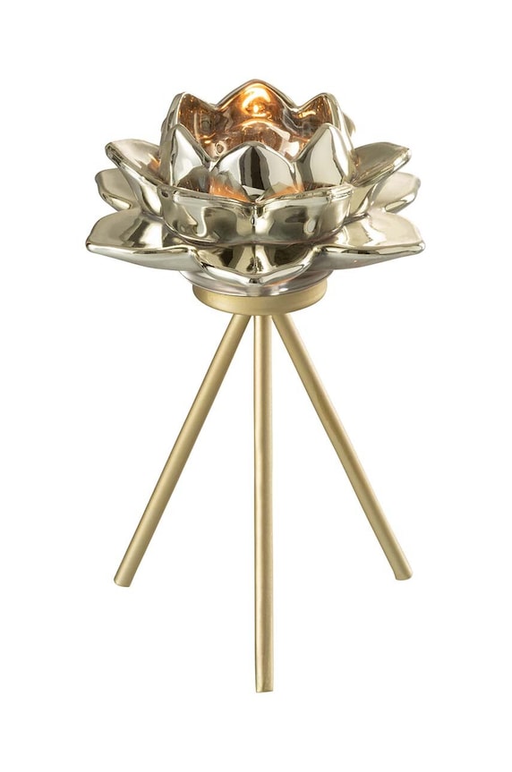 J-Line sfesnic decorativ Flower Glass 28909 galben AA00