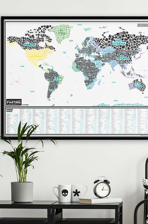 Plakat strugalica Luckies of London F*#?ING Scratch Map šarena LK.LUKSWE6