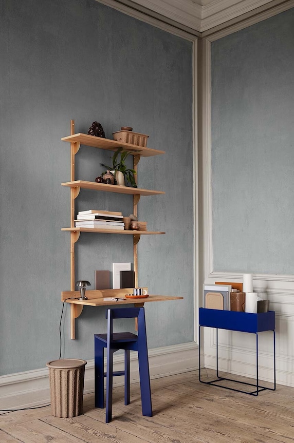 Salon i sypialnia ferm LIVING donica ze stelażem Plant Box 60 x 65 x 25 cm 1104265287 niebieski