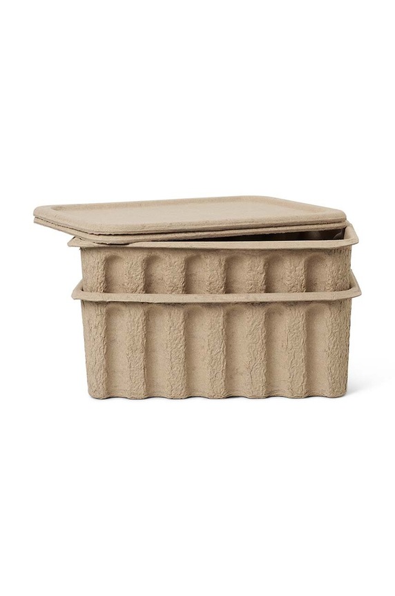 Ferm Living pudełko do przechowywania Paper Pulp Box L 2-pack beżowy 100313315