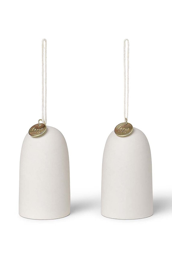 Новогодняя декорация ferm LIVING Bell Ceramic Ornaments 2 шт белый 1104264592