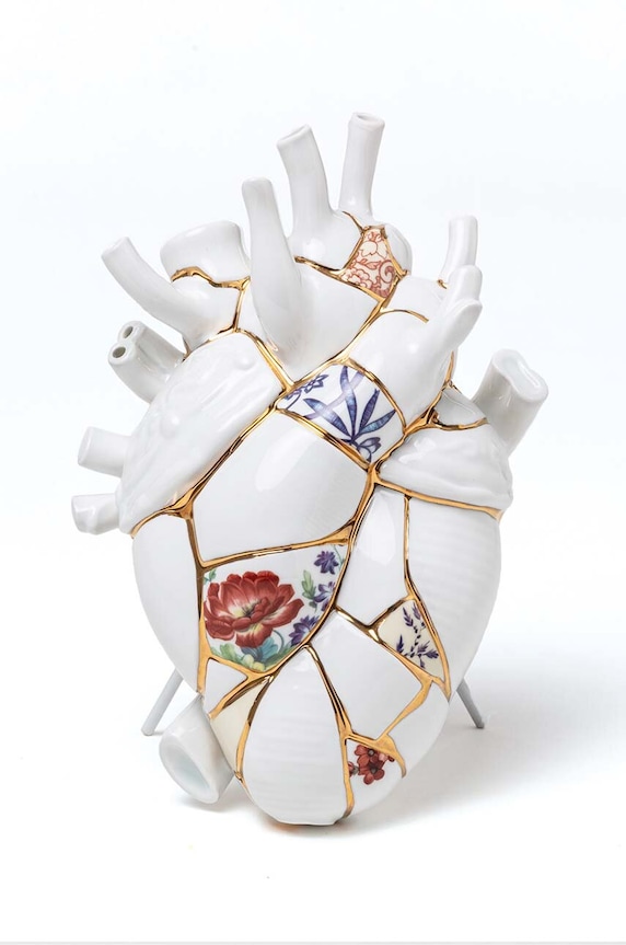 Διακοσμητικό βάζο Seletti Love in Bloom Kintsugi λευκό 09929