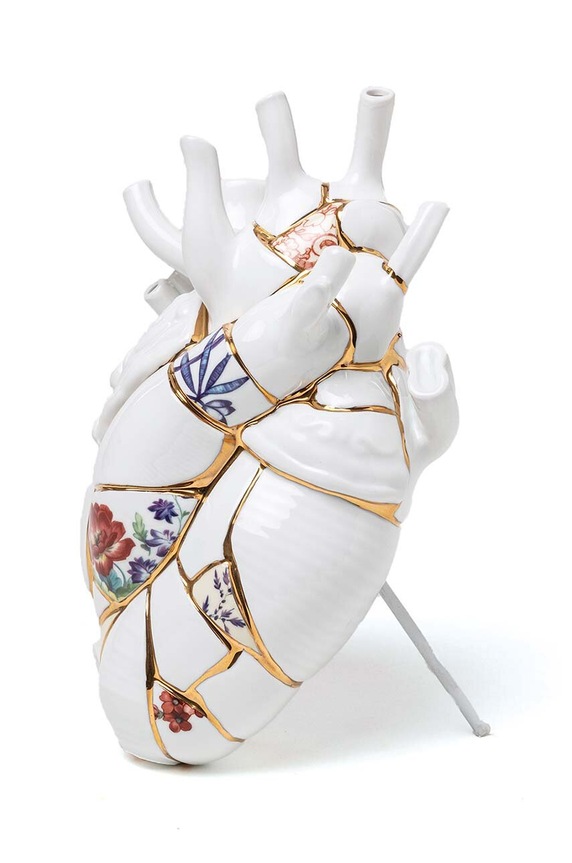 Διακοσμητικό βάζο Seletti Love in Bloom Kintsugi 09929 λευκό AA00