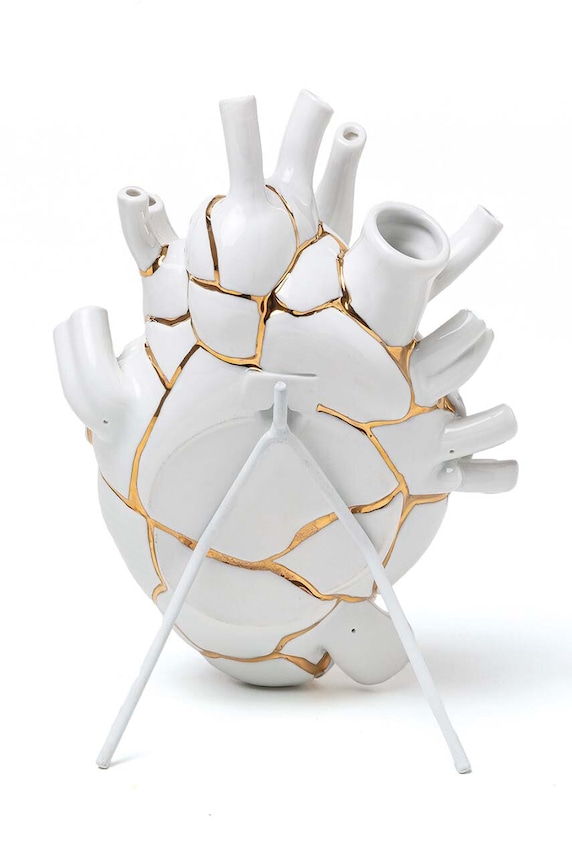 Διακοσμητικό βάζο Seletti Love in Bloom Kintsugi λευκό 09929