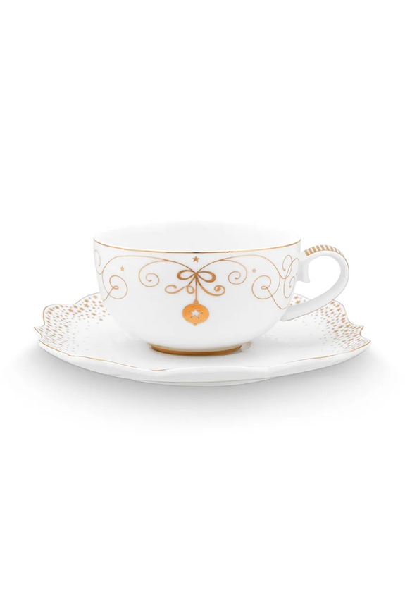 Šalica za kavu s tanjurićem Pip Studio Royal Winter 225 ml bijela 51.004.163