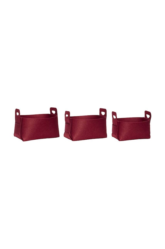 Hübsch set de coșuri de depozitare Felt Basket 3-pack burgundia 680901
