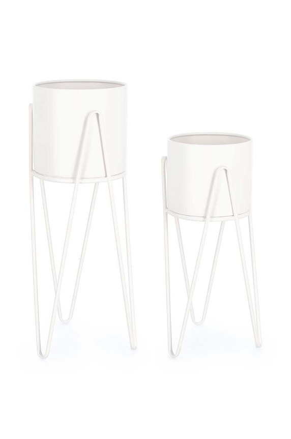 Bizzotto un set de capace pentru ghivece cu rame Madelyn 2-pack 723945 alb AA00