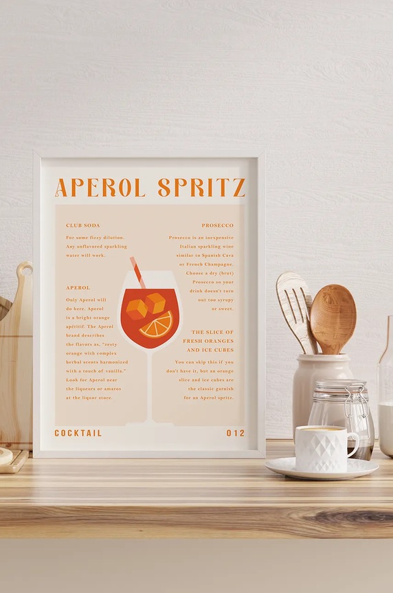 Nappali és hálószoba home & lifestyle fali dekoráció Aperol Spritz Recipy 15.41.201.24062 többszínű