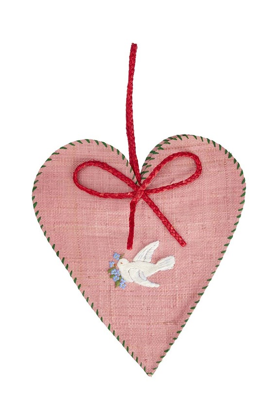 Rice dekoracja świąteczna Large Heart Raffia Christmas multicolor RAFOR.HEA