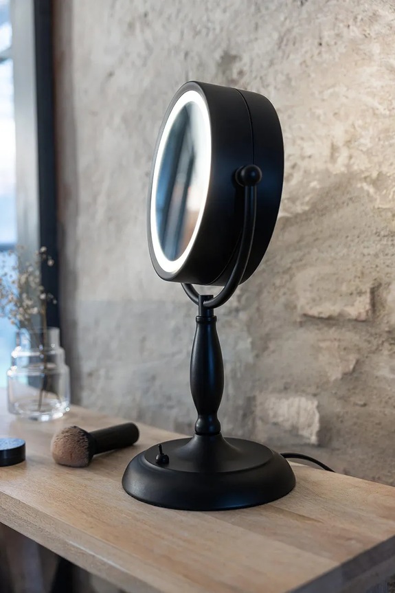 Markslöjd lustro z oświetleniem led Face czarny 108788