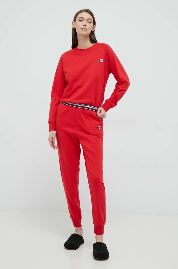 Fila dres lounge bawełniany aplikacja czerwony FPW4095