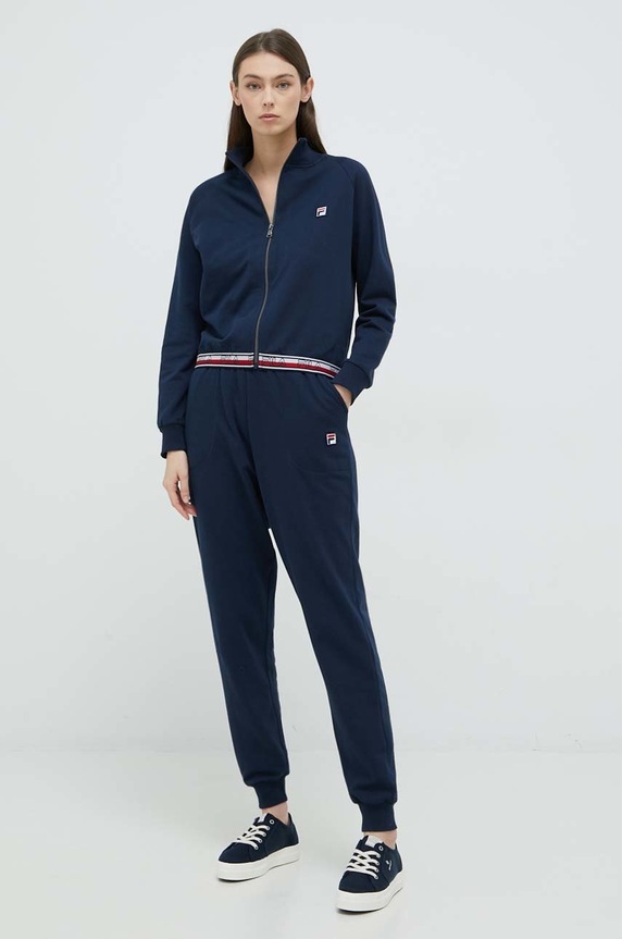 Fila dres lounge bawełniany aplikacja granatowy FPW4096