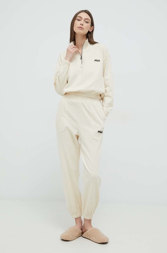 Fila dres lounge bawełniany aplikacja beżowy FPW4102