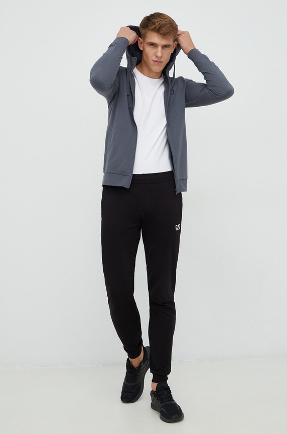 EA7 Emporio Armani dres bawełniany nadruk szary 8NPV80.PJ05Z