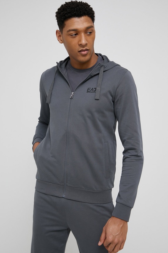 Bavlnená tepláková súprava EA7 Emporio Armani 8NPV80.PJ05Z sivá SS24