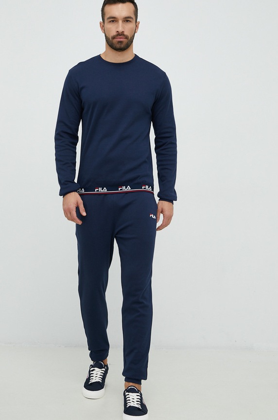 Fila dres lounge bawełniany aplikacja granatowy FPW1115