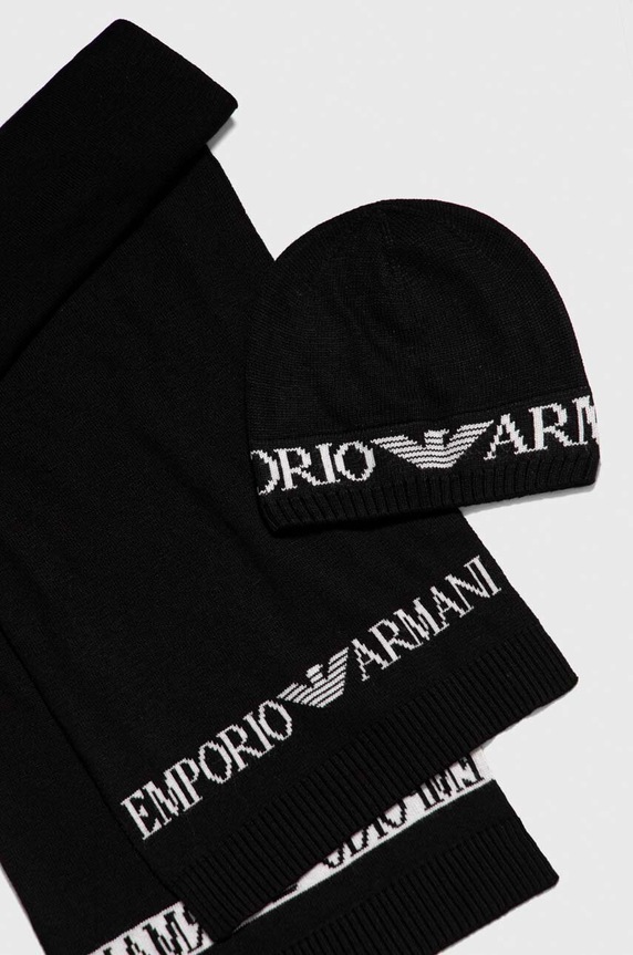 Kapa i šal s dodatkom vune Emporio Armani s dodatkom vune crna 628055.CC983.NOS