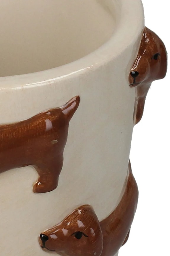 home & lifestyle mască de ghiveci Dachshund 11 x 13,8 x 13,8 cm KAL.7732 bej AA00