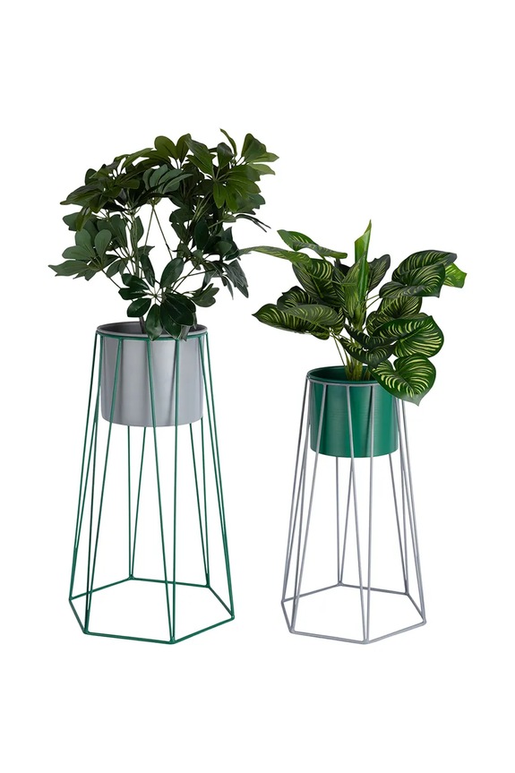 Present Time set de măști pentru ghivece cu stativ din fier PT4386GR multicolor AA00